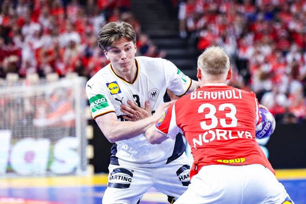 15 05 2026, xIAJx, handball, international match, test match, Denmark Germany, Royal Arena Copenhagen Nils Lichtlein Germany 3 Emil Bergholt Denmark 33 Denmark