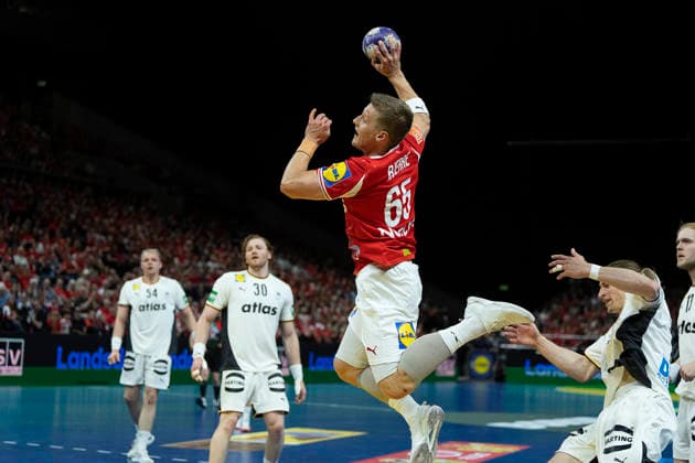 Men s Handball Denmark Germany Denmark s Frederik Bjerre The Danish men s handball team faces Germany in a test match in Copenhagen on Friday, May 15, 2026 Photo Claus Bech Ritzau Scanpix , Copenhagen Denmark  Copyright: fotograf@clausbech.dk ClausxBechx spdk20260515-212451-L