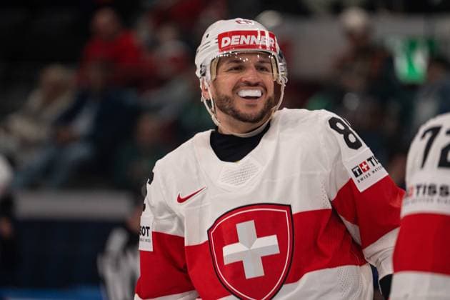 ZURICH, ZURICH - MAY 15: Sven Andrighetto of Switzerland during the 2026 IIHF World Championship, WM, Weltmeisterschaft Group A match between Switzerland and USA at Swiss Life Arena on May 15, 2026 in Zurich, Zurich, Switzerland. Copyright: xLivioxBaeriswylx xSPPx Sportspressphoto_SPR147232