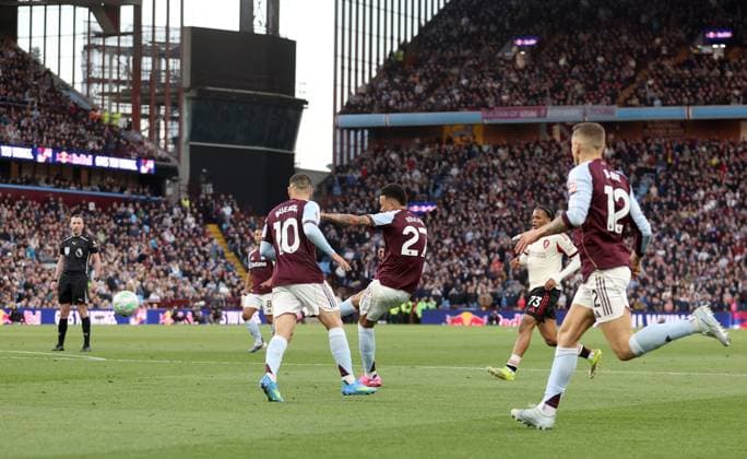 Morgan Rogers of Aston Villa scores a goal to make the score 1-0 Aston Villa v Liverpool, Premier League, Football, Villa Park, Birmingham, UK - 15 May 2026Birmingham Villa Park United Kingdom EDITORIAL USE ONLY No use with unauthorised audio, video, data, fixture lists, club league logos or live services. Online in-match use limited to 120 images, no video emulation. No use in betting, games or single club league player publications.  Copyright: xKieranxMcManus Shutterstockx 16876814ao