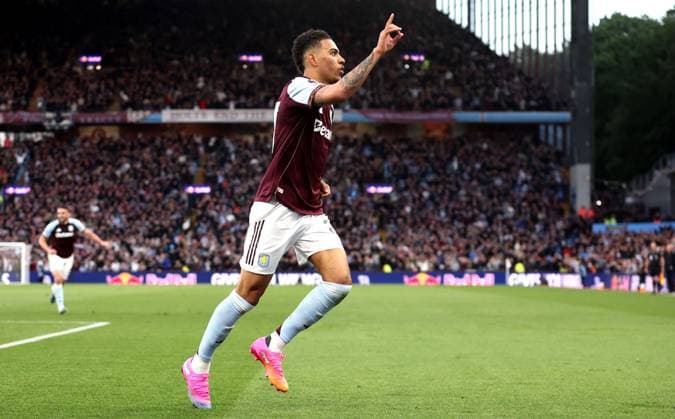 Morgan Rogers of Aston Villa celebrates scoring a goal to make the score 1-0 Aston Villa v Liverpool, Premier League, Football, Villa Park, Birmingham, UK - 15 May 2026Birmingham Villa Park United Kingdom EDITORIAL USE ONLY No use with unauthorised audio, video, data, fixture lists, club league logos or live services. Online in-match use limited to 120 images, no video emulation. No use in betting, games or single club league player publications.  Copyright: xKieranxMcManus Shutterstockx 16876814al