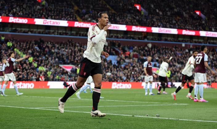 Virgil van Dijk of Liverpool celebrates scoring a goal to make the score 1-1 Aston Villa v Liverpool, Premier League, Football, Villa Park, Birmingham, UK - 15 May 2026Birmingham Villa Park United Kingdom EDITORIAL USE ONLY No use with unauthorised audio, video, data, fixture lists, club league logos or live services. Online in-match use limited to 120 images, no video emulation. No use in betting, games or single club league player publications.  Copyright: xKieranxMcManus Shutterstockx 16876814ar