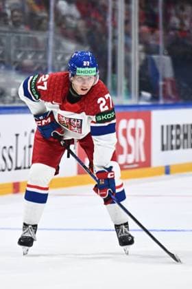 Marek Alscher of Czech Republic in action during the IIHF World Championship, WM, Weltmeisterschaft Group B match Czech Republic vs Denmark on May 15, 2026, Fribourg, Switzerland. (CTKxPhoto RadekxPetrasek) CTKPhotoP2026051509225  CTKPhotoP2026051509225