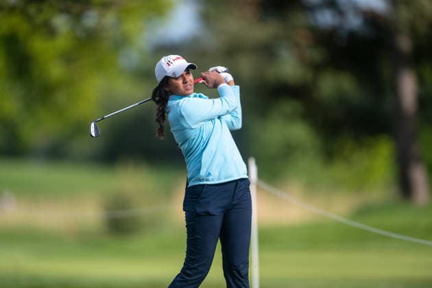Amundi German Masters - Seond Round Pranavi Urs of India plays from the rough on the 18th hole during the second round of the Amundi German Masters at Green Eagle Golf Courses in Hamburg, Germany, on May 15, 2026. Hamburg Germany  Copyright: xAndyxAstfalckx originalFilename:astfalck-amundige260515_npUhq.jpg