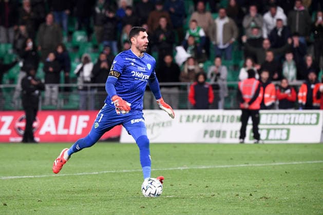 AS Saint-Etienne v Rodez Aveyron Football - Barrages Ligue 1 Uber Eats 2025 2026 01 Brice MAUBLEU (asse) during the Ligue 1 Uber Eats Playoffs match between Saint-Etienne and Rodez at Stade Geoffroy-Guichard on May 15, 2026 in Saint-Etienne, France. Saint-Etienne France  Copyright: xFEPx 776496719