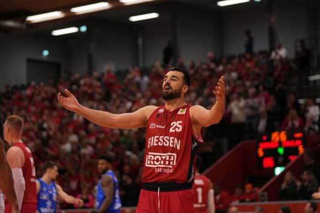 Viktor Kovacevic ( 25 Giessen )during the 2. Basketball- Bundesliga Pro A Playoff match between Giessen 46ers and Hakro Merlin?s Crailsheim at Sporthalle Giessen-OST. Copyright: xJuliaxKneisslx xSPPx Sportspressphoto_SPR147361