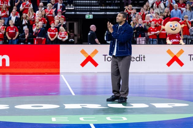 Denmark v Germany, International handball friendly, Copenhagen, Denmark Copenhagen, Denmark. 15th, May 2026. Mads Mensah Larsen retires from the national team, Nationalteam and is praised by fans and players after the test match between Denmark and Germany at Royal Arena in Copenhagen. Denmark, Copenhagen  Copyright: xGonzalesxPhoto TobiasxJorgensenx