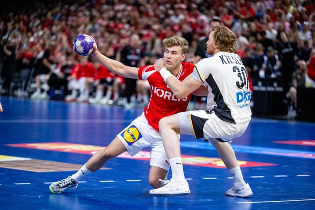 Denmark v Germany, International handball friendly, Copenhagen, Denmark Copenhagen, Denmark. 15th, May 2026. Victor Norlyk (68) of Denmark and Tom Kiesler (30) of Germany seen during a test match between Denmark and Germany at Royal Arena in Copenhagen. Denmark, Copenhagen  Copyright: xGonzalesxPhoto TobiasxJorgensenx