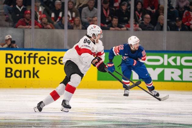 ZURICH, ZURICH - MAY 15: Christoph Bertschy of Switzerland during the 2026 IIHF World Championship, WM, Weltmeisterschaft Group A match between Switzerland and USA at Swiss Life Arena on May 15, 2026 in Zurich, Zurich, Switzerland. Copyright: xLivioxBaeriswylx xSPPx Sportspressphoto_SPR147438