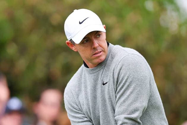 NEWTON SQUARE, PA - MAY 15: Rory MciIlory of Northern Ireland tees of at the first tee during Round 2 of the 2026 PGA, Golf Herren Championship on May 15, 2026 at Aronimink Golf Club in Newtown Square, Pennsylvania. (Photo by Rich Graessle Icon Sportswire) GOLF: MAY 15 PGA PGA Championship EDITORIAL USE ONLY Icon260515255862