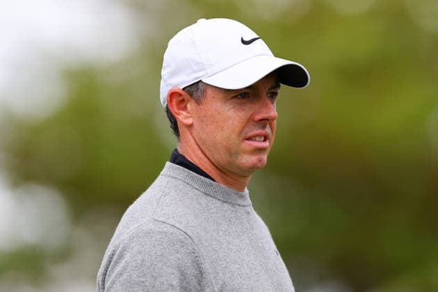 NEWTON SQUARE, PA - MAY 15: Rory McIlory of Northern Ireland walks off the first tee during Round 2 of the 2026 PGA, Golf Herren Championship on May 15, 2026 at Aronimink Golf Club in Newtown Square, Pennsylvania. (Photo by Rich Graessle Icon Sportswire) GOLF: MAY 15 PGA PGA Championship EDITORIAL USE ONLY Icon260515256052