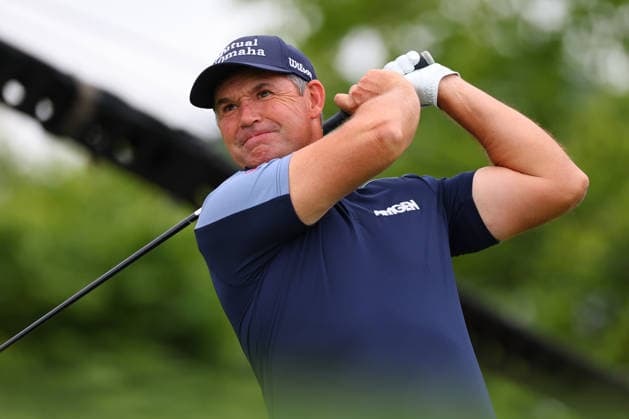 NEWTON SQUARE, PA - MAY 15: Padraig Harrington of Ireland tees off at the tenth tee during Round 2 of the 2026 PGA, Golf Herren Championship on May 15, 2026 at Aronimink Golf Club in Newtown Square, Pennsylvania. (Photo by Rich Graessle Icon Sportswire) GOLF: MAY 15 PGA PGA Championship EDITORIAL USE ONLY Icon260515256362