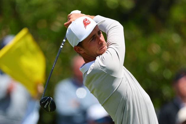 NEWTON SQUARE, PA - MAY 15: David Puig of Spain tees off at the first tee during Round 2 of the 2026 PGA, Golf Herren Championship on May 15, 2026 at Aronimink Golf Club in Newtown Square, Pennsylvania. (Photo by Rich Graessle Icon Sportswire) GOLF: MAY 15 PGA PGA Championship EDITORIAL USE ONLY Icon260515256662