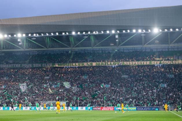 FOOTBALL : AS ST Etienne vs Rodez - Ligue 2 BKT barrage - 15 05 2026 General view of the stadium during the Ligue 2 playoff game between AS Saint-Etienne and Rodez Aveyron Football at Stadium Geoffroy Guichard in Saint-Etienne, France. Saint-EtienneFrance  Copyright: xPaulinexFIGUETx xPSNewZx