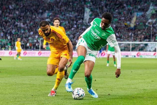 FOOTBALL : AS ST Etienne vs Rodez - Ligue 2 BKT barrage - 15 05 2026 Duffus Joshua James Leslie 17 of Saint-Etienne in action during the Ligue 2 playoff game between AS Saint-Etienne and Rodez Aveyron Football at Stadium Geoffroy Guichard in Saint-Etienne, France. Saint-EtienneFrance  Copyright: xPaulinexFIGUETx xPSNewZx