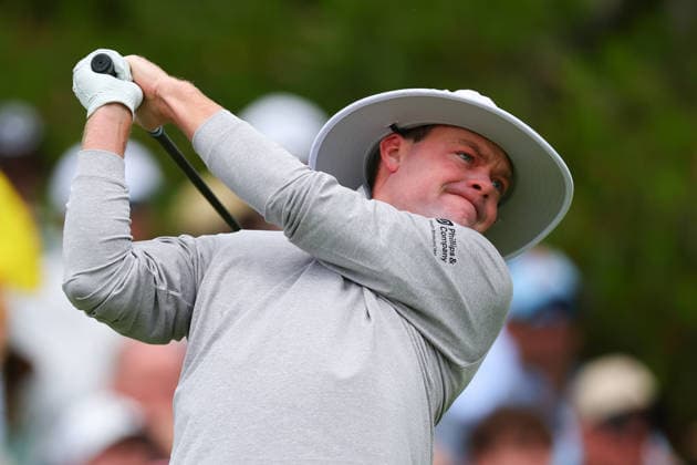 NEWTON SQUARE, PA - MAY 15: Joe Highsmith of the United States tees off at the first tee during Round 2 of the 2026 PGA, Golf Herren Championship on May 15, 2026 at Aronimink Golf Club in Newtown Square, Pennsylvania. (Photo by Rich Graessle Icon Sportswire) GOLF: MAY 15 PGA PGA Championship EDITORIAL USE ONLY Icon260515257272