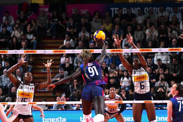 VOLLEY - Amichevole - BPER Test Match - Italy Women vs France Women Photo by IPA ABACAPRESS.COM84737327 - Bah ( France ) and Marchesini Dalila ( Italia ) Novara Italy  Copyright: xIPAxSport ABACAx
