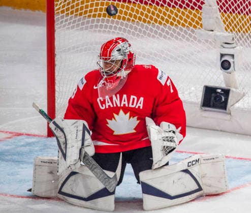 May 15, 2026, Lausanne, Fribourg, Switzerland: Lausanne Switzerland, 05 15 2026: JET GREAVES goalkeeper of Canada 73 is in concede a goal during IIHF 2026 Ice hockey, Eishockey World Championship, WM, Weltmeisterschaft Switzerland International Ice Hockey Federation. Which is also the first match of the IIHF 2026 Ice Hockey World Championship Switzerland between Canada and Sweden and took place at the BCF arena at Lausanne in Switzerland..The Team Canada wins 5-3. Lausanne Switzerland  - ZUMAd206 20260515_zip_d206_003 Copyright: xEricxDubostx Ice Hockey 2026: IIHF Ice Hockey World Championship Switzerland  - ZUMA0856 20260515_zip_d206_003 Copyright: xIMAGO EricxDubostx