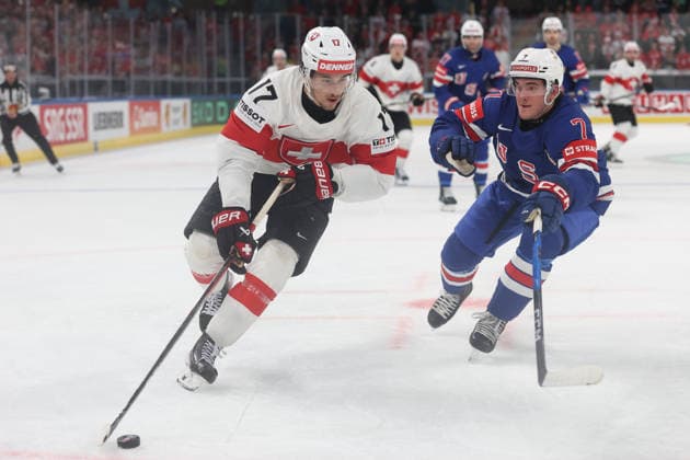 World Championship 2026 USA SUI Ken Jaeger vs Ryan Ufko 15 05 2026 Swiss Life Arena Zuerich , SWITZERLAND, Men IIHF Ice Hockey World Championship Zurich 2026 Group USA Switzerland Ken Jaeger li,Switzerland vs Ryan Ufko USA