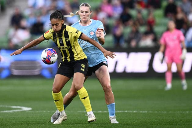 ALEAGUE WOMENS GRAND FINAL, Lucia Leon of the Phoenix (left) and Taylor Otto of Melbourne City during the A-League Women Grand Final match between Melbourne City and Wellington Phoenix at in Melbourne, Saturday, May 16, 2026. ( NO ARCHIVING, EDITORIAL USE ONLY MELBOURNE VICTORIA AUSTRALIA  Copyright: xJOELxCARRETTx 20260516116033657576