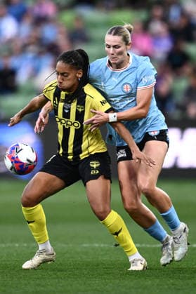ALEAGUE WOMENS GRAND FINAL, Lucia Leon of the Phoenix (left) and Taylor Otto of Melbourne City during the A-League Women Grand Final match between Melbourne City and Wellington Phoenix at in Melbourne, Saturday, May 16, 2026. ( NO ARCHIVING, EDITORIAL USE ONLY MELBOURNE VICTORIA AUSTRALIA  Copyright: xJOELxCARRETTx 20260516151830408540