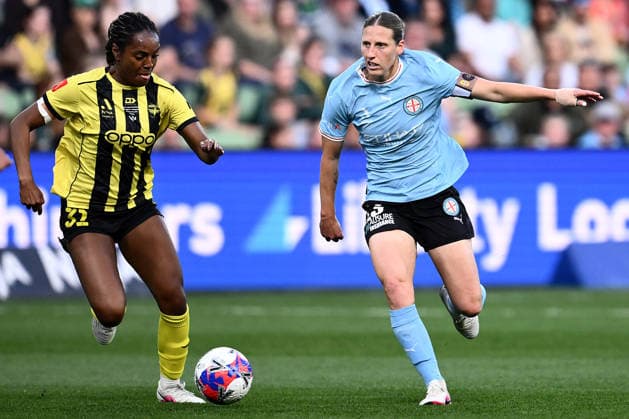 ALEAGUE WOMENS GRAND FINAL, Makala Woods of the Phoenix and Rebekah Stott of Melbourne City during the A-League Women Grand Final match between Melbourne City and Wellington Phoenix at in Melbourne, Saturday, May 16, 2026. ( NO ARCHIVING, EDITORIAL USE ONLY MELBOURNE VICTORIA AUSTRALIA  Copyright: xJOELxCARRETTx 20260516157536480584