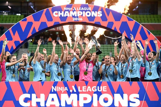 ALEAGUE WOMENS GRAND FINAL, Melbourne City players celebrate winning the A-League Women Grand Final match between Melbourne City and Wellington Phoenix at in Melbourne, Saturday, May 16, 2026. ( NO ARCHIVING, EDITORIAL USE ONLY MELBOURNE VICTORIA AUSTRALIA  Copyright: xJOELxCARRETTx 20260516173615885855