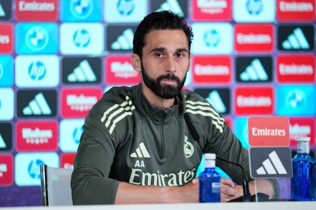 May 16, 2026, Valdebebas, Madrid, Spain: Alvaro Arbeloa, head coach of Real Madrid, attends his press conference, PK, Pressekonferenz during the training day of Real Madrid ahead the Spanish League, LaLiga EA Sports, football match against Sevilla FC at Ciudad Deportiva Real Madrid on May 16, 2026, in Madrid, Spain. Valdebebas Spain - ZUMAa181 20260516_zaa_a181_019 Copyright: xDennisxAgyemanx