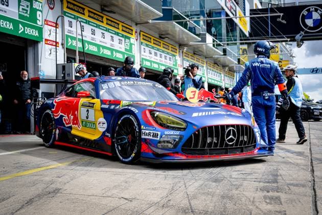 NURBURG - Mercedes-AMG Team Verstappen Racing Max Verstappen, Lucas Auer, Jules Gounon, Daniel Juncadella Mercedes-AMG GT3 during the Warm-Up ADAC RAVENOL 24h Nurburgring on May 16, 17, 2026 in Germany. (Photo by Jack Brekelmans EYE4IMAGES DeFodi Images) -