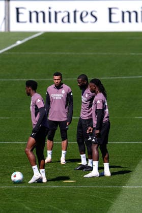 May 16, 2026, Valdebebas, Madrid, Spain: Kylian Mbappe, Antonio Rudiger and Eduardo Camavinga during the training day of Real Madrid ahead the Spanish League, LaLiga EA Sports, football match against Sevilla FC at Ciudad Deportiva Real Madrid on May 16, 2026, in Valdebebas, Madrid, Spain. Real Madrid Training Session - Laliga Ea Sports - ZUMAa181 20260516_zaa_a181_043 Copyright: xDennisxAgyemanx