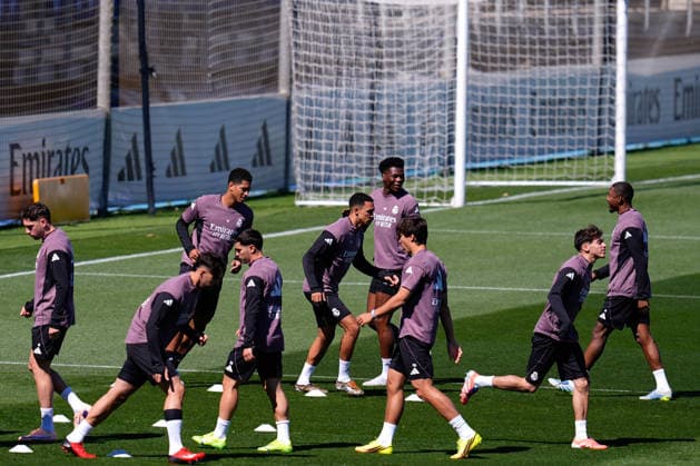 May 16, 2026, Valdebebas, Madrid, Spain: Aurelien Tchouameni and Jude Bellingham during the training day of Real Madrid ahead the Spanish League, LaLiga EA Sports, football match against Sevilla FC at Ciudad Deportiva Real Madrid on May 16, 2026, in Valdebebas, Madrid, Spain. Real Madrid Training Session - Laliga Ea Sports - ZUMAa181 20260516_zaa_a181_062 Copyright: xDennisxAgyemanx