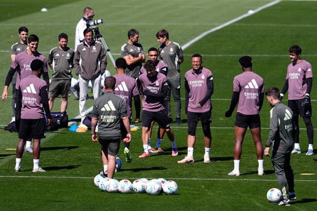 May 16, 2026, Valdebebas, Madrid, Spain: Kylian Mbappe smiles during the training day of Real Madrid ahead the Spanish League, LaLiga EA Sports, football match against Sevilla FC at Ciudad Deportiva Real Madrid on May 16, 2026, in Valdebebas, Madrid, Spain. Valdebebas Spain - ZUMAa181 20260516_zaa_a181_053 Copyright: xDennisxAgyemanx
