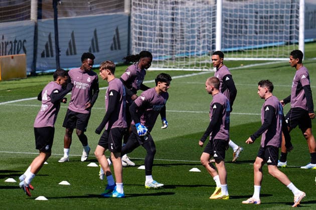 May 16, 2026, Valdebebas, Madrid, Spain: Eduardo Camavinga and Vinicius Junior during the training day of Real Madrid ahead the Spanish League, LaLiga EA Sports, football match against Sevilla FC at Ciudad Deportiva Real Madrid on May 16, 2026, in Valdebebas, Madrid, Spain. Real Madrid Training Session - Laliga Ea Sports  - ZUMAa181 20260516_zaa_a181_076 Copyright: xDennisxAgyemanx