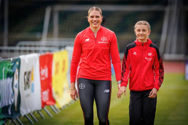 Lotto Deichmeeting Neuwied, 16 05 2026 Marie Dehning TSV Bayer o4 Leverkusen at the presentation of the all-around competitors Lotto Deichmeeting on 16 05 2026 in the Rhein Wied Stadium, Neuwied Rhineland-Palatinate Copyright: xBEAUTIFULxSPORTS B.Hoffmannx