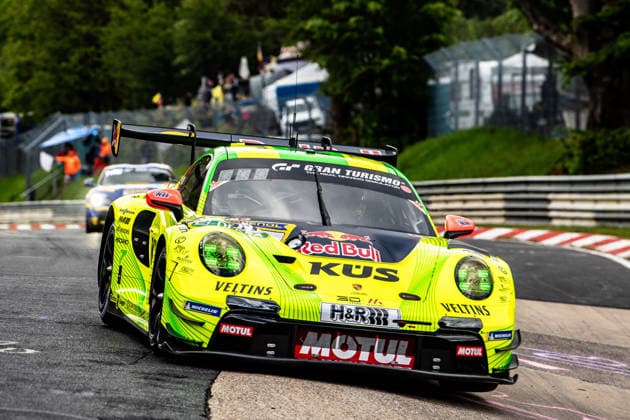 Manthey 911 SP 9 drives on the race track at the ADAC RAVENOL 24h Nürburgring 2026 Warm up Rhineland-Palatinate Germany