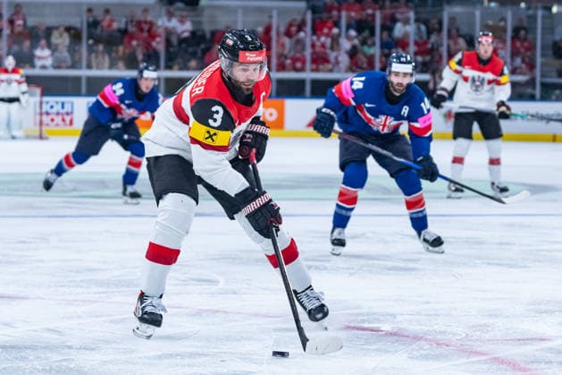 ZURICH, SWITZERLAND - MAY 16: Peter Schneider (Austria, 3) on the away to his 4:2 goal during the Preliminary Round - Group A Match 5 between Great Britain and Austria at the IIHF Ice hockey, Eishockey World Championship, WM, Weltmeisterschaft 2026, Swiss Life Arena on May 16, 2026 in Zurich, Switzerland. Zurich Switzerland Copyright: xTimoxSteinx
