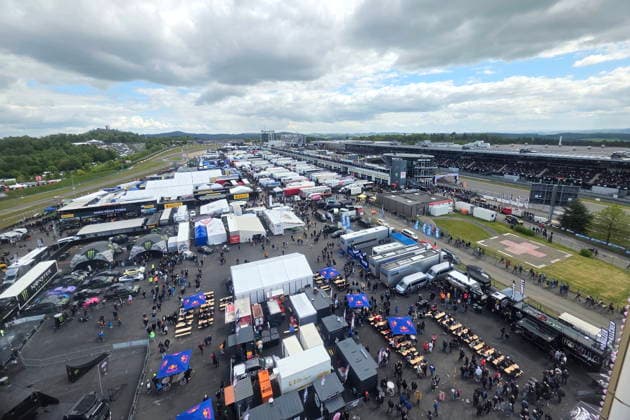 View from the Ravenol Ferris wheel of the very full paddock at the 24-hour race at the Nuerburgring GER, Motorsport, 54 ADAC Ravenol 24H Rennen Nuerburgring 2025, Race, Saturday, Nuerburg, 16 05 2026 GER, Motorsport, 54 ADAC Ravenol 24H Rennen Nuerburgring 2025, Race, Saturday, Nuerburg, 16 05 2026 Nuerburg Copyright: xEibner-Pressefoto JuergenxAugstx EP_JAT