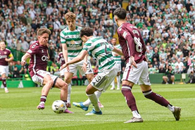 Celtic v Heart of Midlothian William Hill Premiership Sebastian Tounekti of Celtic shoots during the William Hill Premiership match at Celtic Park, Glasgow 16 05 2026 UK Newspapers OUT Copyright: xJamiexJohnstonx FIL-23440-0062