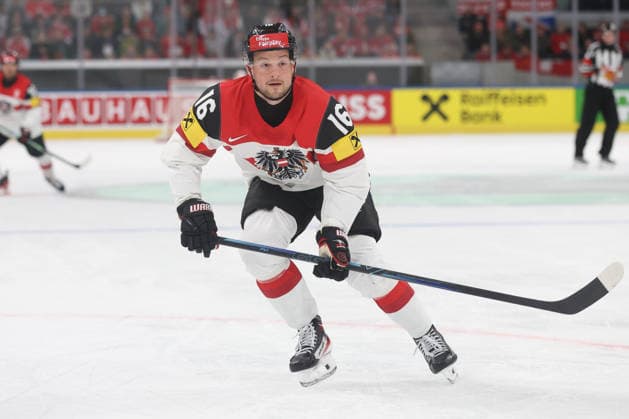 Ice Hockey World Championship 2026 AUT GBR Dominic Zwerger AUT 16 05 2026 Swiss Life Arena Zuerich , SWITZERLAND, Men IIHF Ice Hockey World Championship Zurich 2026 Group Austria Great Britain Dominic Zwerger Austria