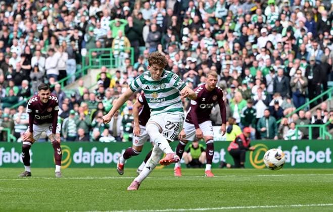 Arna Engels of Celtic scores a penalty Celtic v Heart of Midlothian, William Hill Scottish Premiership, Football, Celtic Park, Glasgow, Scotland, UK - 16 May 2026Glasgow Celtic Park United Kingdom EDITORIAL USE ONLY No use with unauthorised audio, video, data, fixture lists, club league logos or live services. Online in-match use limited to 120 images, no video emulation. No use in betting, games or single club league player publications. Copyright: xMarkxRunnacles Shutterstockx 16876830cn