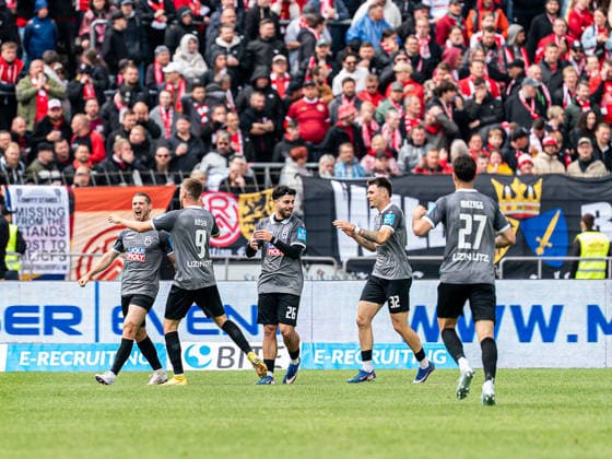 Cheering at SSV Ulm 1846 after the second goal, GER, SSV Ulm 1846 vs Rot Weiss Essen, Football, 3 Liga, Season 2025 2026, 16 05 2026, DFB DFL regulations prohibit any use of photographs as image sequences and or quasi video GER, SSV Ulm 1846 vs Rot Weiss Essen, Football, 3 Liga, Season 2025 2026, 16 05 2026 Ulm Copyright: xMichaelxSchmidt Eibner-Pressefotx EP_MST