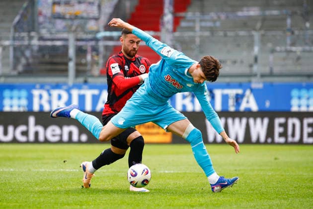 16.05.2026, xavx, Fussball 3.Liga, SV Wehen Wiesbaden - TSG Hoffenheim U23 v.l. Fatih Kaya (SV Wehen Wiesbaden), Luca Erlein (TSG 1899 Hoffenheim II) (DFL DFB REGULATIONS PROHIBIT ANY USE OF PHOTOGRAPHS as IMAGE SEQUENCES and or QUASI-VIDEO) Wiesbaden *** 16 05 2026, xavx, Fußball 3 Liga, SV Wehen Wiesbaden TSG Hoffenheim U23 v l Fatih Kaya SV Wehen Wiesbaden , Luca Erlein TSG 1899 Hoffenheim II DFL DFB REGULATIONS PROHIBIT ANY USE OF PHOTOGRAPHS as IMAGE SEQUENCES and or QUASI VIDEO Wiesbaden