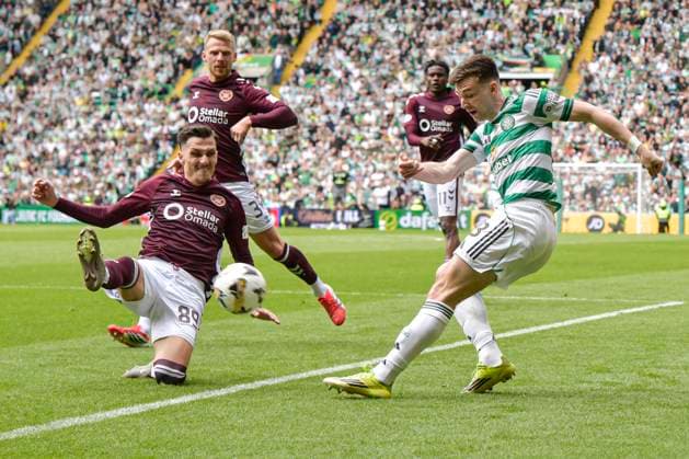 Celtic v Heart of Midlothian William Hill Premiership Alexandros Kyziridis of Heart of Midlothian handles the ball in the box and gives away a penalty kick to Celtic during the William Hill Premiership match at Celtic Park, Glasgow 16 05 2026 UK Newspapers OUT Copyright: xJamiexJohnstonx FIL-23440-0067