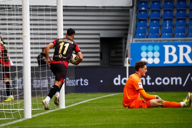 16 05 2026, xavx, Fußball 3 Liga, SV Wehen Wiesbaden TSG Hoffenheim U23 v l Tarik Gözüsirin SV Wehen Wiesbaden celebrate the goal, Der Torjubel zum 2 0 DFL DFB REGULATIONS PROHIBIT ANY USE OF PHOTOGRAPHS as IMAGE SEQUENCES and or QUASI VIDEO Wiesbaden