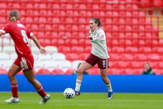 Liverpool FC Women v Arsenal FC women - Women s Super League 25 26 Arsenal FC women s Mariona Caldentey dribbling during match against Liverpool Women - Women s Super League 16.05.2026 Liverpool Anfield Stadium United Kingdom Copyright: xZacharyxLockex