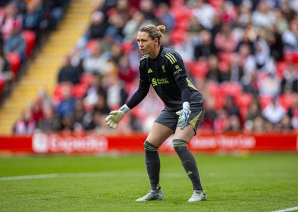 Football - FA Women™s Super League - Liverpool FC Women v Arsenal FC Women LIVERPOOL, ENGLAND - Saturday, May 16, 2026: Liverpool s goalkeeper Jennifer Falk during the FA Women™s Super League match between Liverpool FC Women and Arsenal FC Women at Anfield. (Photo by David Rawcliffe Propaganda) LIVERPOOL Anfield MERSEYSIDE ENGLAND  Copyright: xPropagandax P2026-05-16-Liverpool_W_Arsenal_W-14