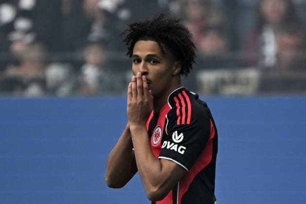 16 05 2026, xjhx, Soccer 1 Bundesliga, Eintracht Frankfurt VfB Stuttgart v l Jean Matteo Bahoya Eintracht Frankfurt Disappointed, sad, frustrated, helpless, DFL DFB REGULATIONS PROHIBIT ANY USE OF PHOTOGRAPHS as IMAGE SEQUENCES and or QUASI VIDEO Frankfurt am Main
