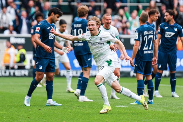 MOENCHENGLADBACH, GERMANY- MAY 16:Hugo Bolin (Borussia Moenchengladbach, 38) celebrates after scoring the 1:0 during the Bundesliga match between Borussia Moenchengladbach vs. TSG 1899 Hoffenheim at Borussia-Park on matchday 34 of the 1. Bundesliga on May 16, 2026 in Moenchengladbach, Germany. DFL REGULATIONS PROHIBIT ANY USE OF PHOTOGRAPHS AS IMAGE SEQUENCES AND OR QUASI-VIDEO. Copyright: xNatachaxFreisenx