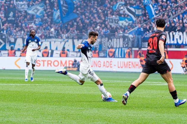 Leverkusen, Germany 16 May 2026 1 BL 2025 2026 Sp 34 Bayer 04 Leverkusen v Hamburger SV In picture Fabio Vieira HSV DFL DFB regulations prohibit any use of photographs as image sequences and or quasi video BayArena Nordrhein Westfalen Copyright: xFotostandx xKruczynskix