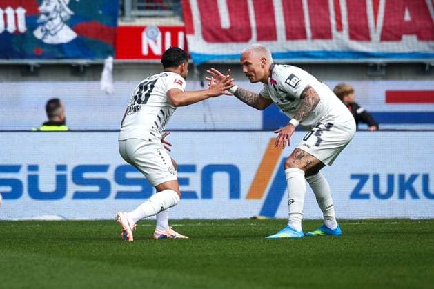 Nadiem Amiri 10 1 FSV Mainz 05 and goal scorer Phillip Tietz 20 1 FSV Mainz 05 cheer after the 0 1, joy, emotion, 1 FC Heidenheim vs 1 FSV Mainz 05, football, men, Bundesliga, DFL, season 2025 2026, 34 matchday, second round, 16 05 2026 DFB regulations prohibit any use of photographs as image sequences and or quasi video Heidenheim Baden Wuerttemberg Germany Copyright: xkolbert-press MartinxAgüerax